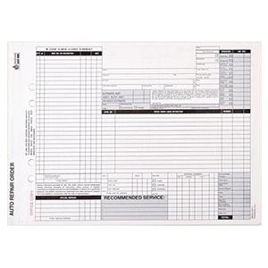 Auto Repair Order, Black Ink, Snap-Out Format – Stock