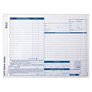 Auto Repair Order, Carbonless, Snap-Out Format, California – Stock