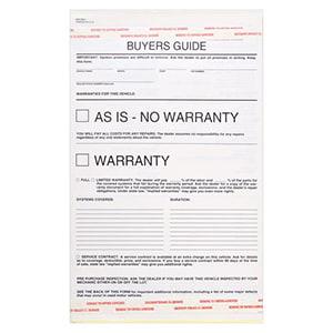 Buyers Guide Warranty Form, Carbonless - Snap-Out Format – Stock