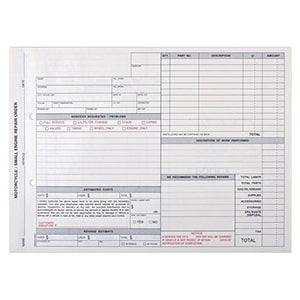 Small Engine/Motorcycle Repair Form, Carbonless, Snap-Out Format – Stock