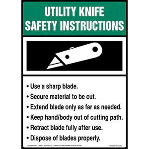Utility Knife Safety Instructions - Employee Awareness Poster