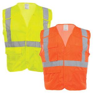 J. J. Keller® SAFEGEAR® Safety Vest Type R Class 2 - Hook & Loop 5-Point Breakaway Closure with Vertical Reflective Tape