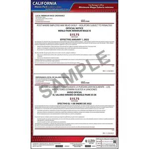 California / Menlo Park Minimum Wage Poster