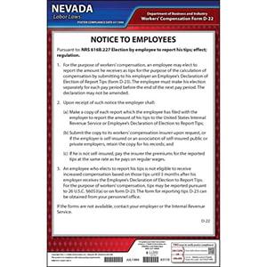 Nevada Tipped Employee Poster