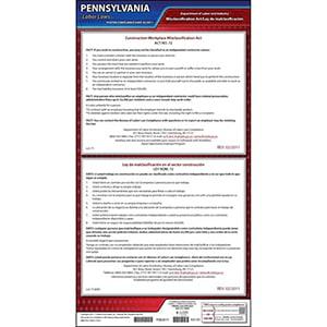 Pennsylvania Construction Workplace Misclassification Act Poster