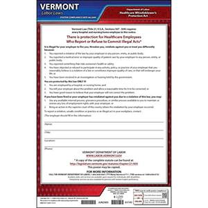 Vermont Healthcare Whistleblower's Protection Act Poster