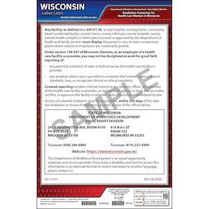 Wisconsin Retaliation Protection for Health Care Workers Poster