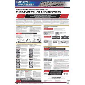 Employee Awareness Poster Demounting and Mounting Procedures for Tube Type Truck Bus Tires OSHA 3402