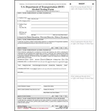 U.S. DOT Alcohol Testing Form w/ 1-Line Street Address