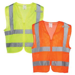 J. J. Keller® SAFEGEAR® Hi-Vis Type R Class 2 No Pocket Safety Vest – Zipper Closure with Vertical Reflective Tape