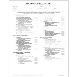 Record of Road Test and Certification