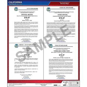 California / Burlingame Minimum Wage Poster