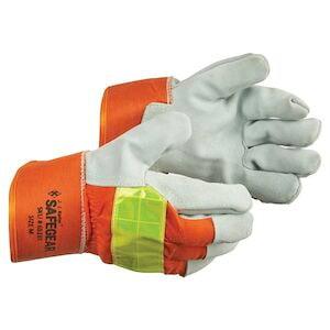 J. J. Keller® SAFEGEAR® Hi-Vis Split Cowhide Leather Palm Work Gloves