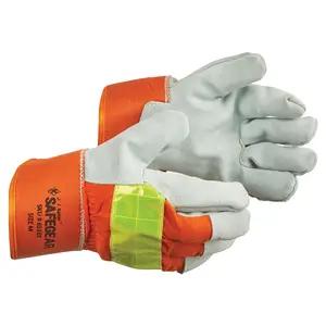 J. J. Keller® SAFEGEAR® Hi-Vis Split Cowhide Leather Palm Work Gloves