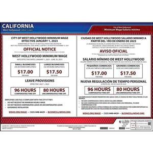 California / West Hollywood Minimum Wage Poster