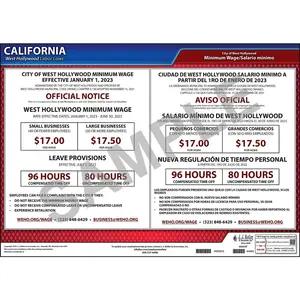 California / West Hollywood Minimum Wage Poster