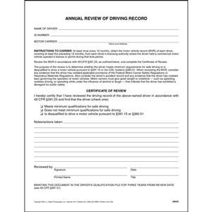 Annual Review of Driving Record