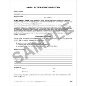 Annual Review of Driving Record
