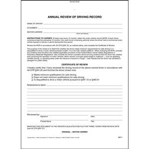 Annual Review of Driving Record - Stock