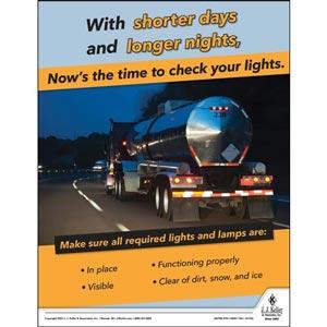 Now's the Time to Check Your Lights - Motor Carrier Safety Poster