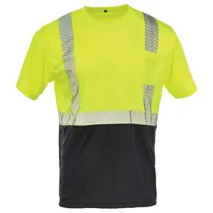 J. J. Keller® SAFEGEAR® Hi-Vis T-shirt with Black Bottom and Pocket, Type R Class 2
