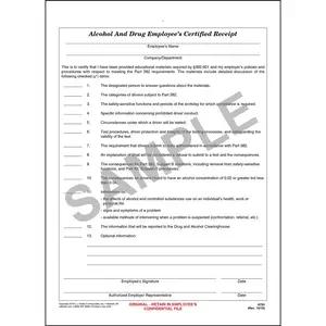 Alcohol & Drug Employee's Certified Receipt