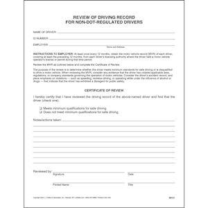 Annual Review of Non-DOT Driving Record