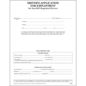 Driver Application for Employment for Non-DOT-Regulated Drivers