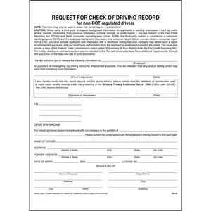 Request for Check of Driving Record for Non-DOT-Regulated Drivers