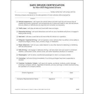 Safe Driver Certification for Non-DOT-Regulated Drivers