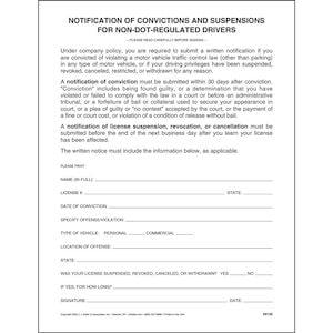 Notification of Convictions and Suspensions for Non-DOT-Regulated Drivers