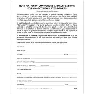 Notification of Convictions and Suspensions for Non-DOT-Regulated Drivers