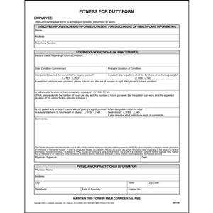 Fitness of Duty Form