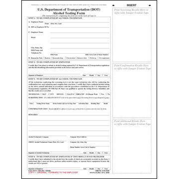 U.S. DOT Alcohol Testing Form w/ 2-Line Street Address