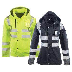 J. J. Keller® SAFEGEAR® Women’s Fit Hi-Vis Type R Class 3  Lime Green and Non-Certified Black Rain Jackets