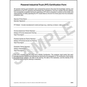 Powered Industrial Truck (PIT) Certification Form