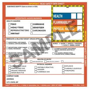 HMIS® III Hazard Summary Label