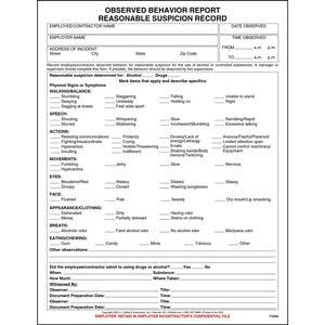 Non-DOT Bilingual Reasonable Suspicion Observation Form