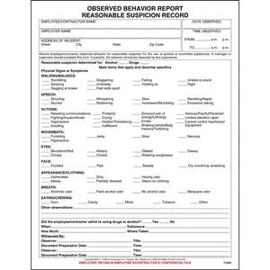 Non-DOT Bilingual Reasonable Suspicion Observation Form