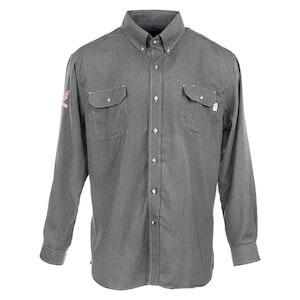 J. J. Keller® SAFEGEAR® Flame Resistant Long Sleeve Button-Down Vented Gray Work Shirt CAT 2