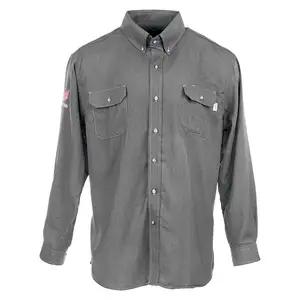 J. J. Keller® SAFEGEAR® Flame Resistant Long Sleeve Button-Down Vented Gray Work Shirt CAT 2