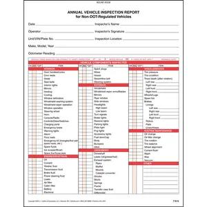 Annual Vehicle Inspection Report for Non-DOT-Regulated Vehicles