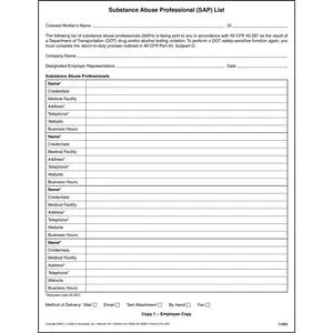 Substance Abuse Professional (SAP) List