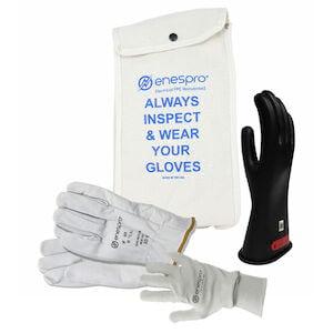 Enespro® Class 0 Voltage 11” Black Glove Kit with Flame Resistant Knit Liner Gloves
