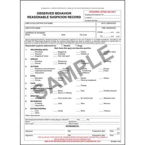 Observed Behavior Reasonable Suspicion Record