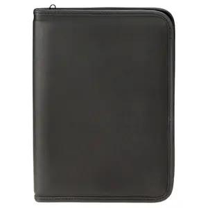 Vinyl Zipper-Closure Book Holder with Flip-File Insert