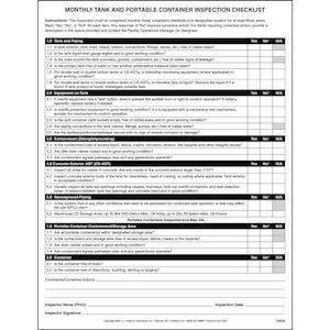 Spill Prevention, Control and Countermeasure (SPCC) Monthly Checklist