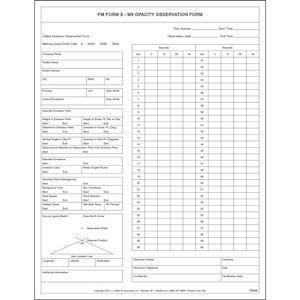 PM Form X - Method 9 (M9) Opacity Observation Form