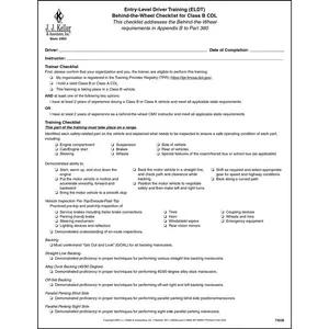 Entry-Level Driver Training (ELDT) Behind-the-Wheel Checklist for Class B CDL