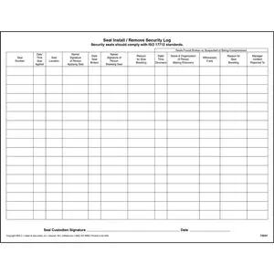 Security Seal Install and Removal Log